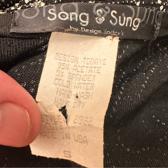 ⭐️Song & Sung Sm Black and Silver Patterned Blouse Jacket with Sheer Sleeves - Picture 2 of 9